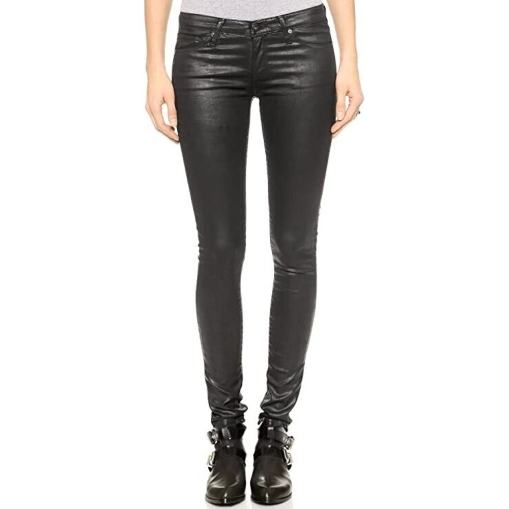 AG Adriano‎ Goldschmied The Legging Ankle Jean Black Leatherette size 27 R
